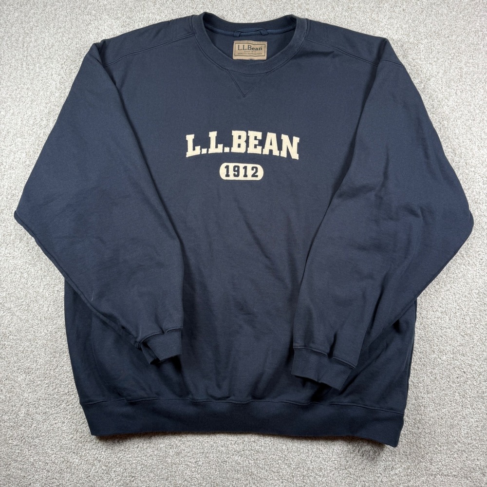 L.L. Bean Sweatshirt Mens 2XL Navy Blue 1912 Graphic Crewneck Pullover